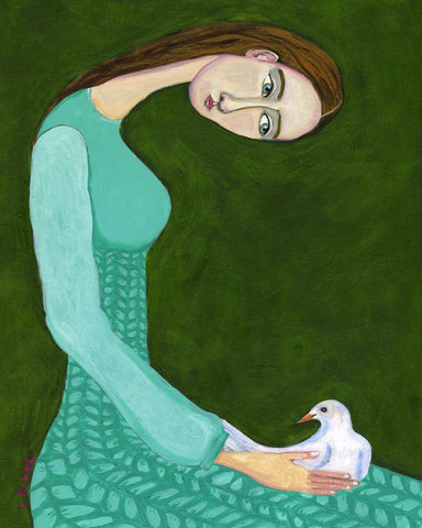 Woman With White Bird