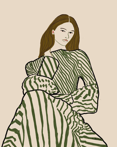 Striped Fashion Woman