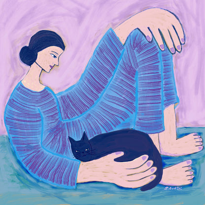 Woman With Black Cat No1