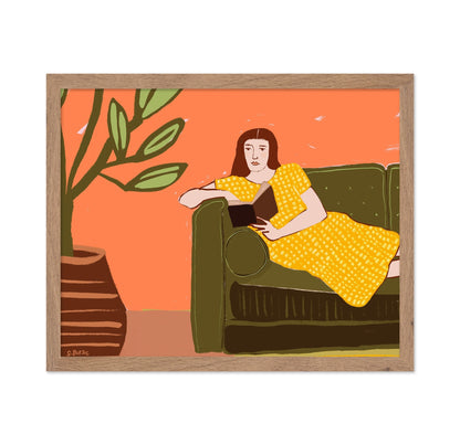 Woman Reading Sofa