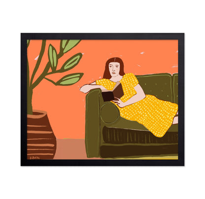 Woman Reading Sofa