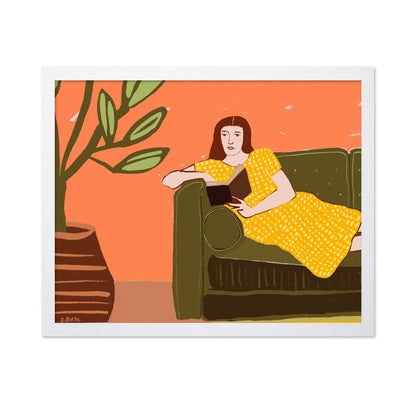 Woman Reading Sofa