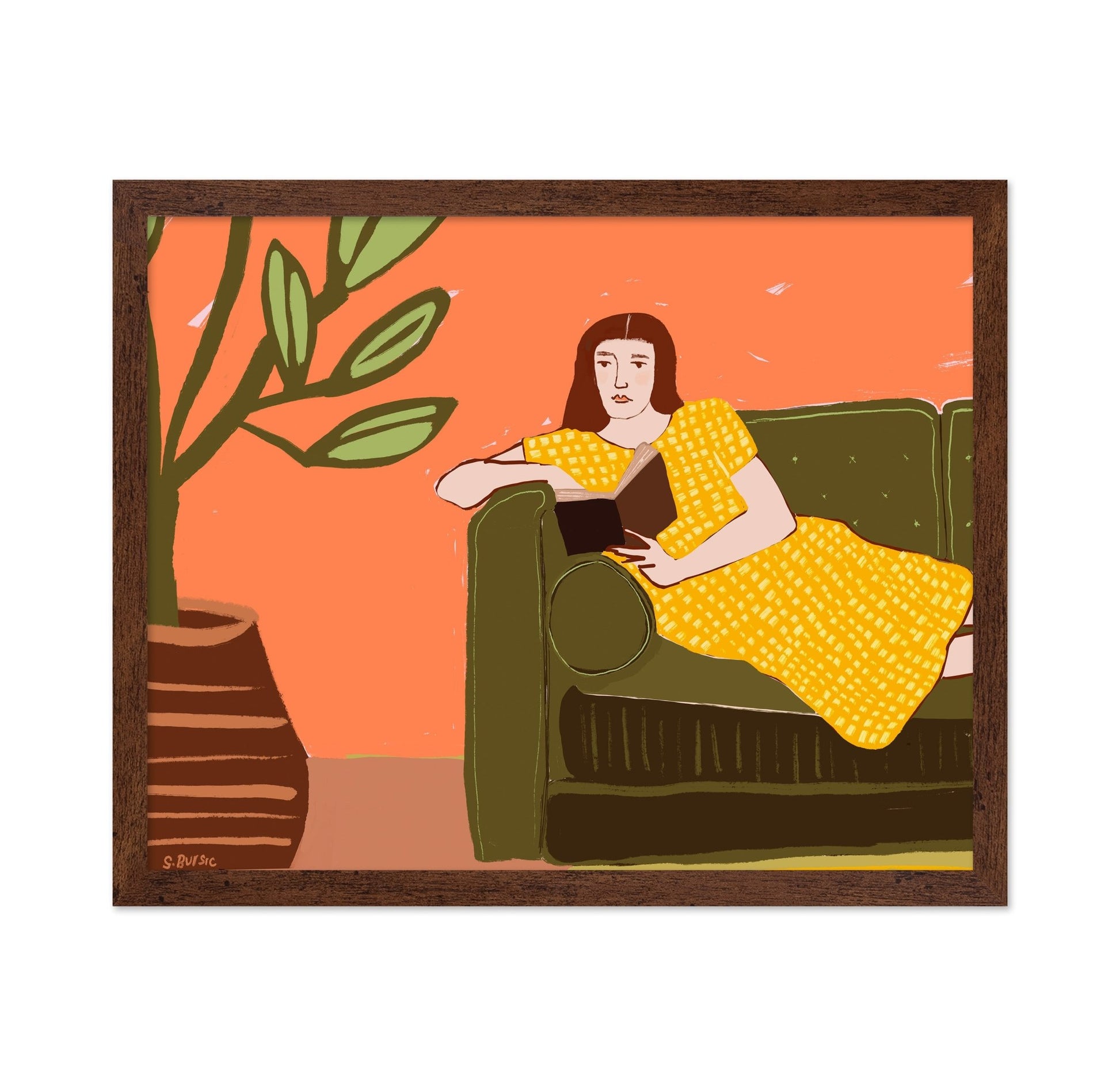 Woman Reading Sofa