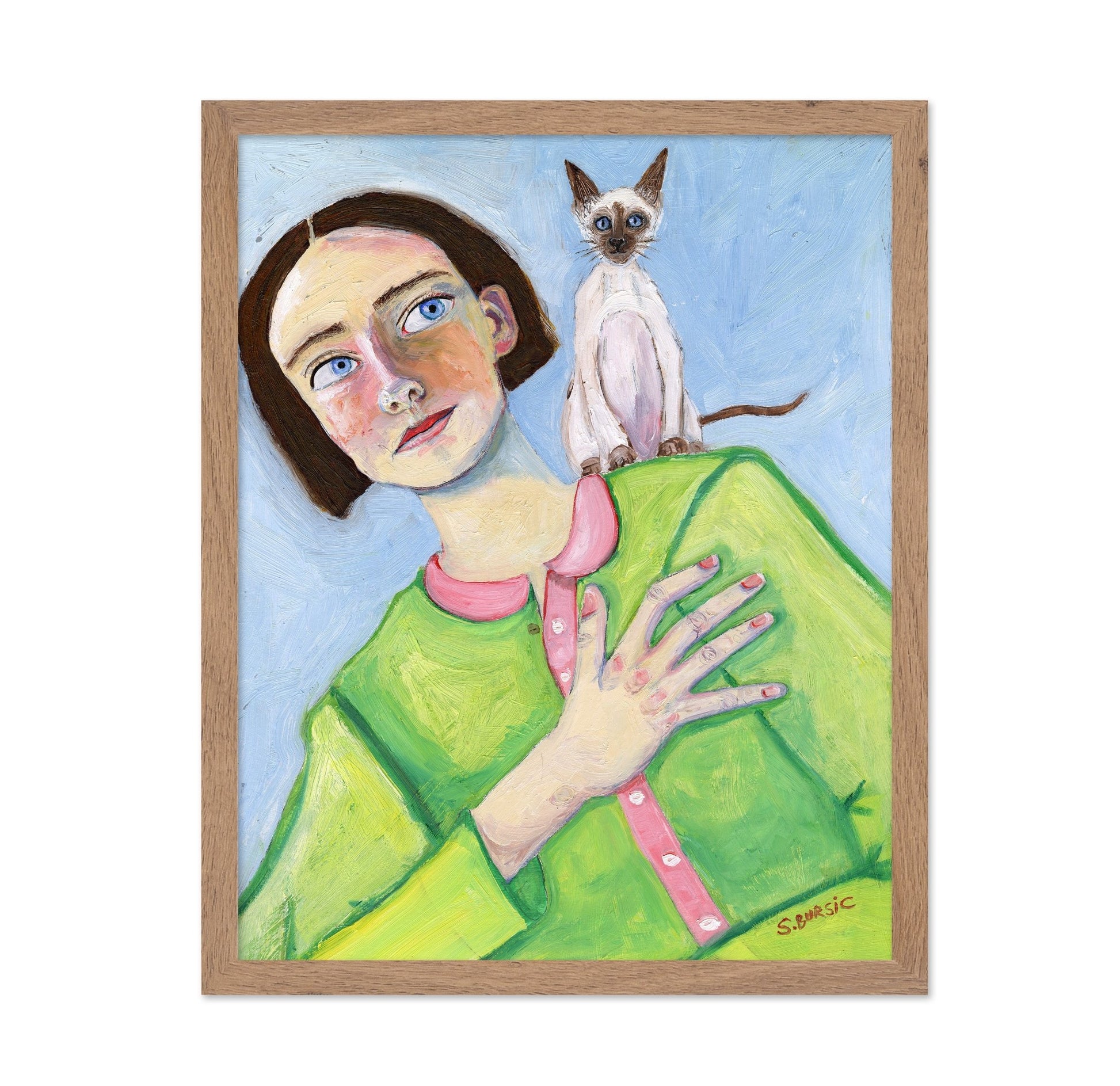Girl With Siamese Cat