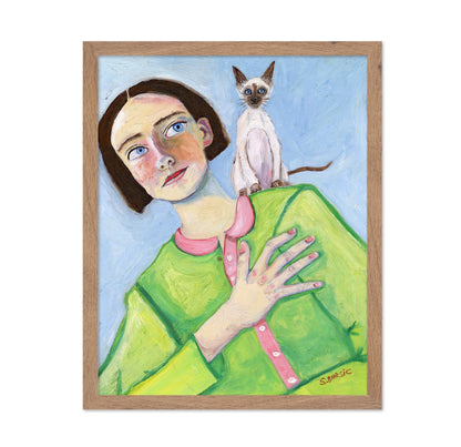 Girl With Siamese Cat