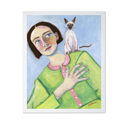 Girl With Siamese Cat