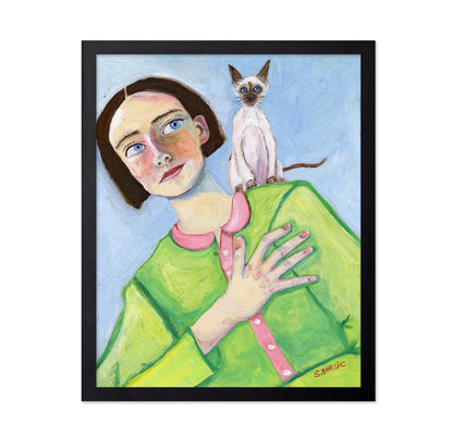 Girl With Siamese Cat