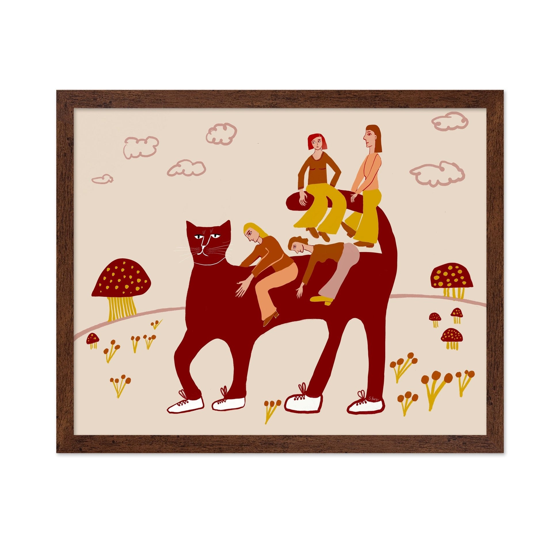 Women Riding Red Cat