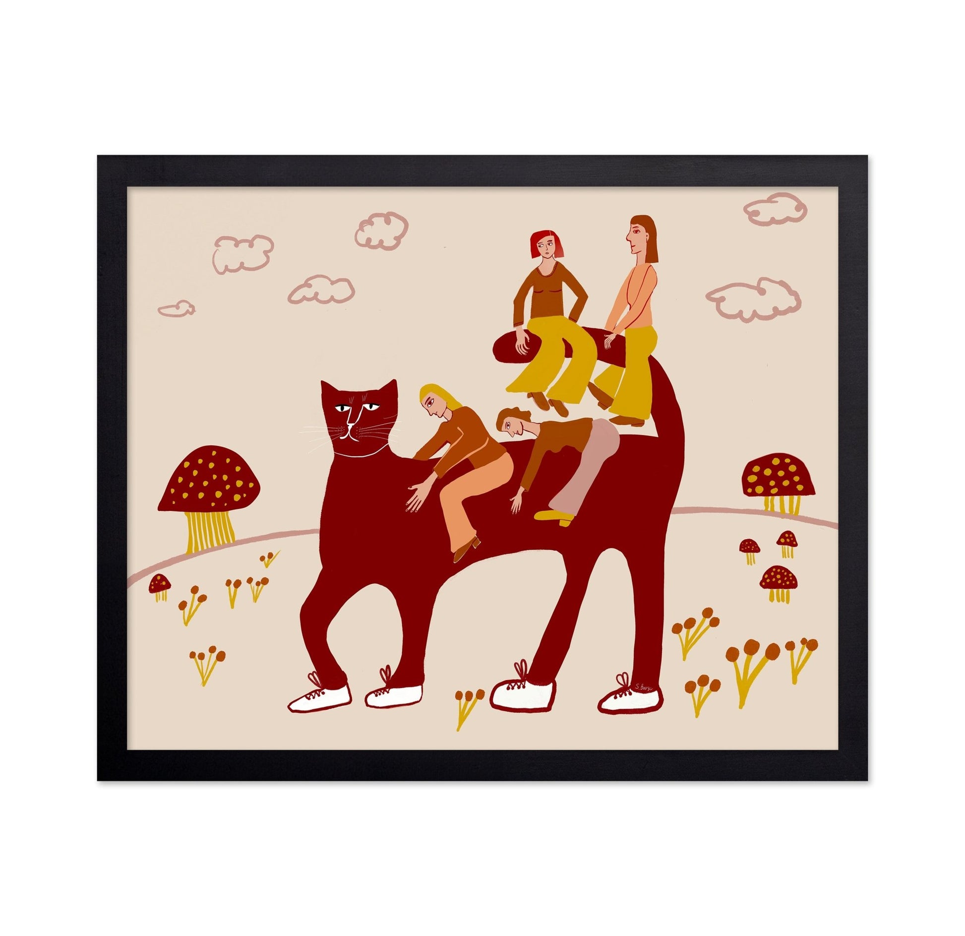 Women Riding Red Cat