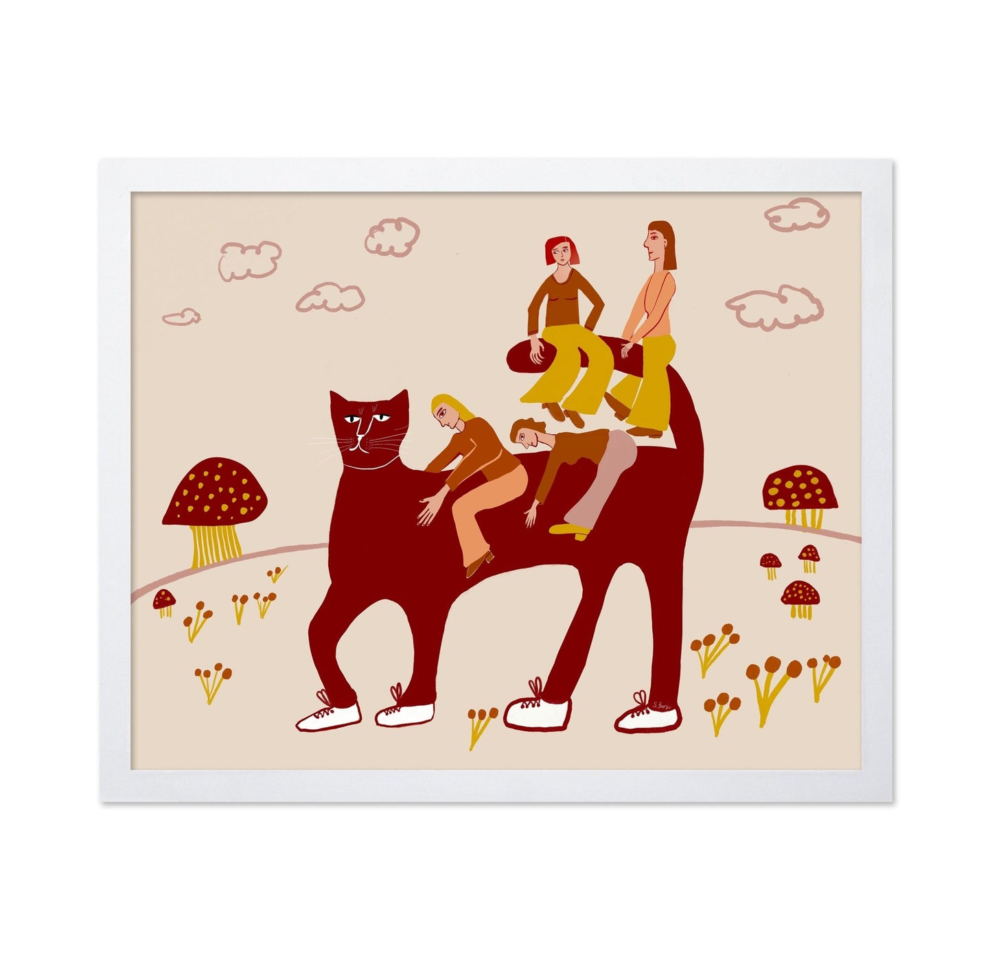 Women Riding Red Cat