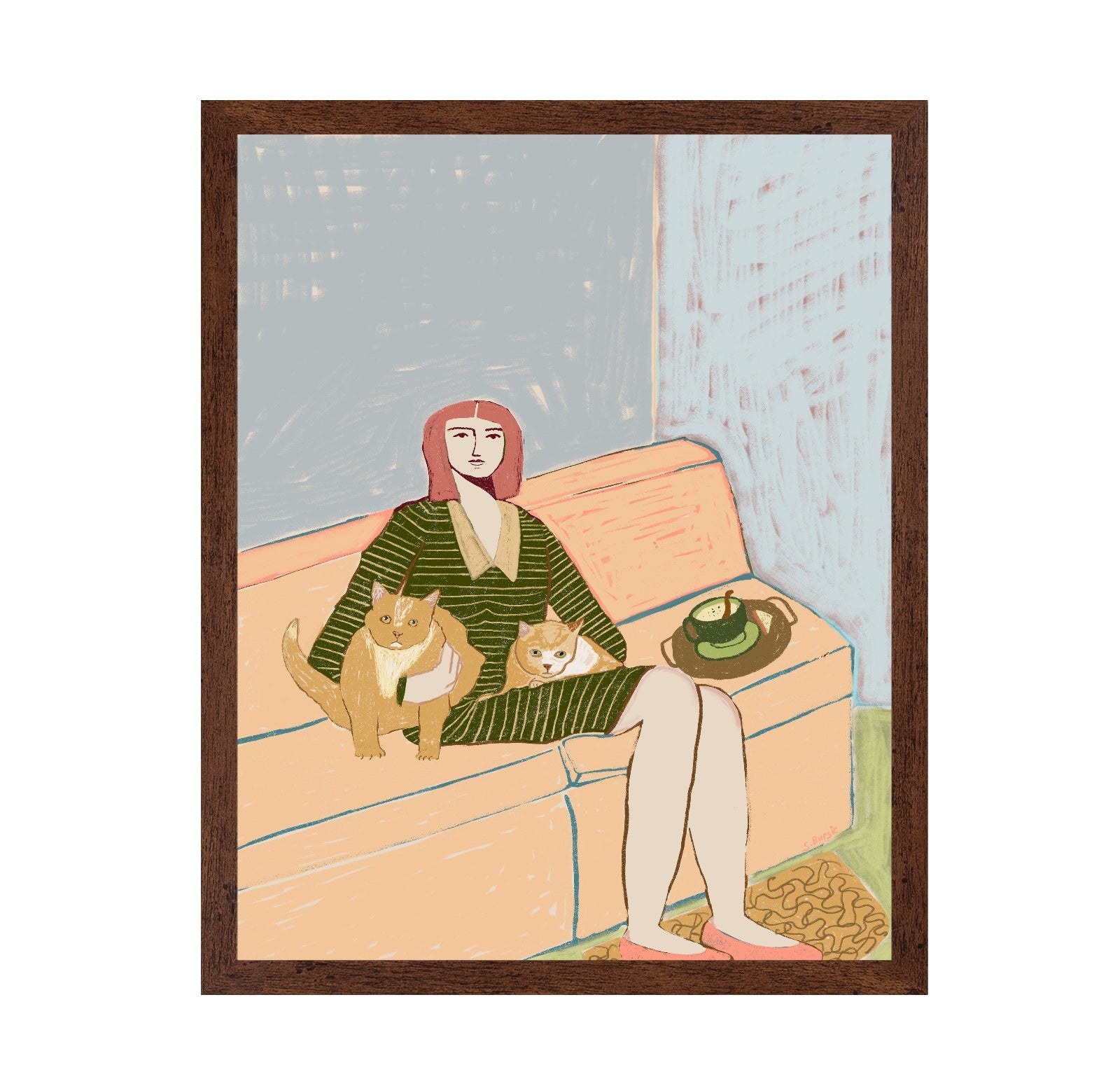 Woman With Two Cats No1