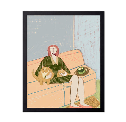 Woman With Two Cats No1