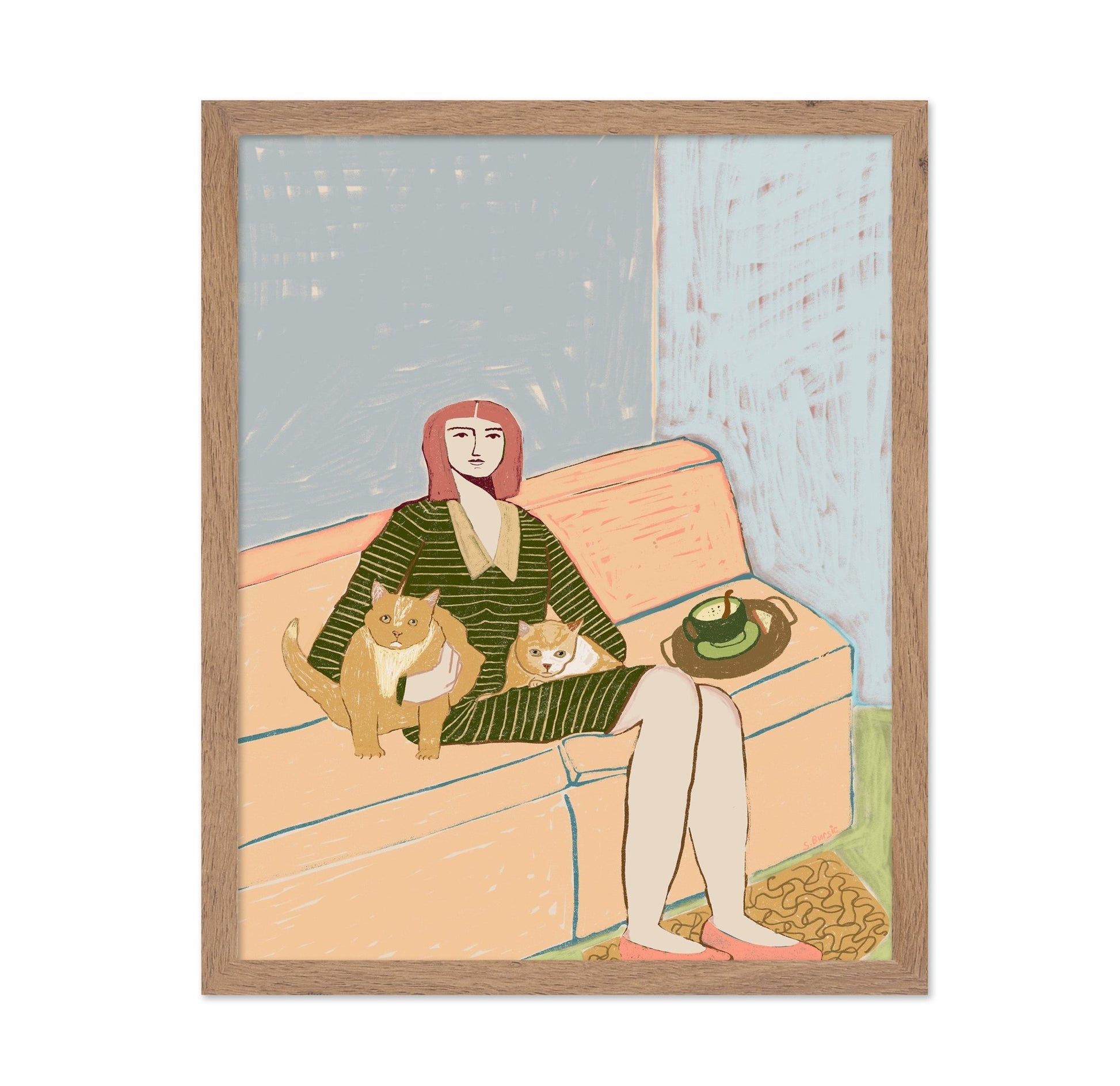 Woman With Two Cats No1