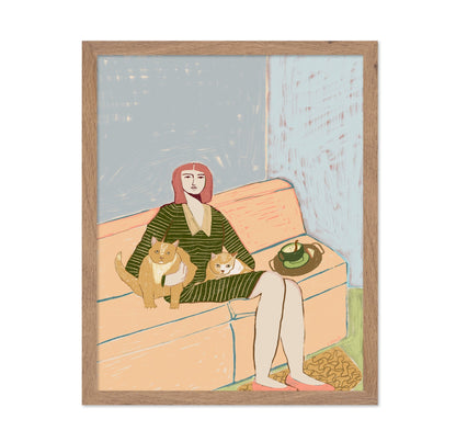 Woman With Two Cats No1