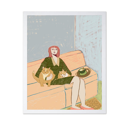 Woman With Two Cats No1