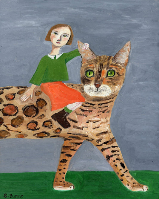 Girl Riding Giant Cat