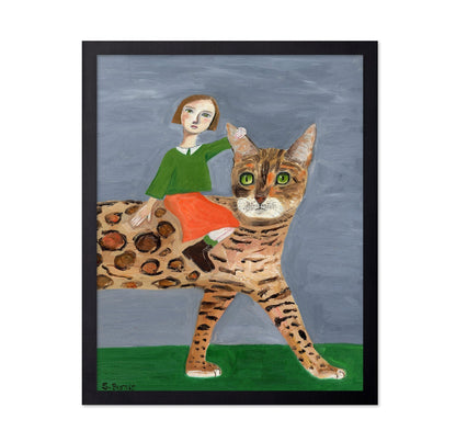 Girl Riding Giant Cat
