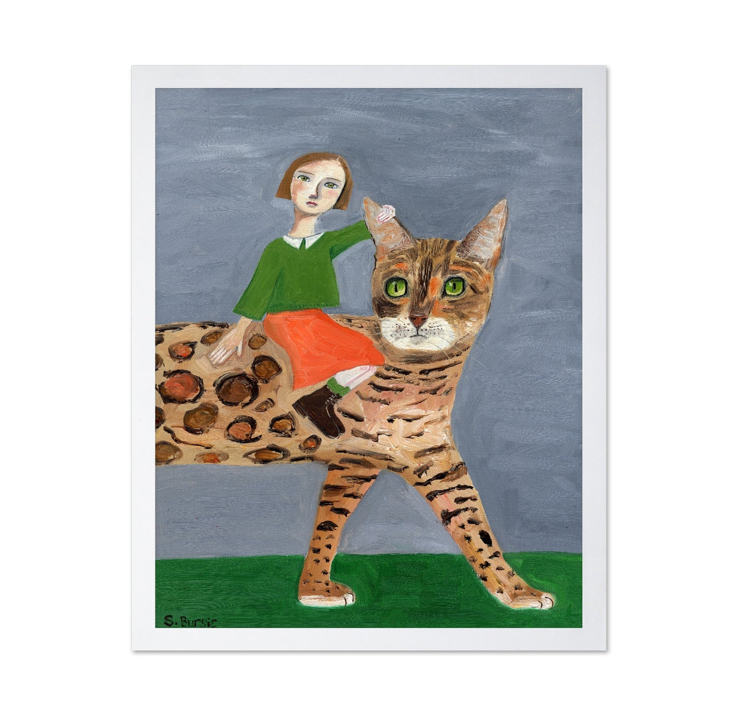Girl Riding Giant Cat