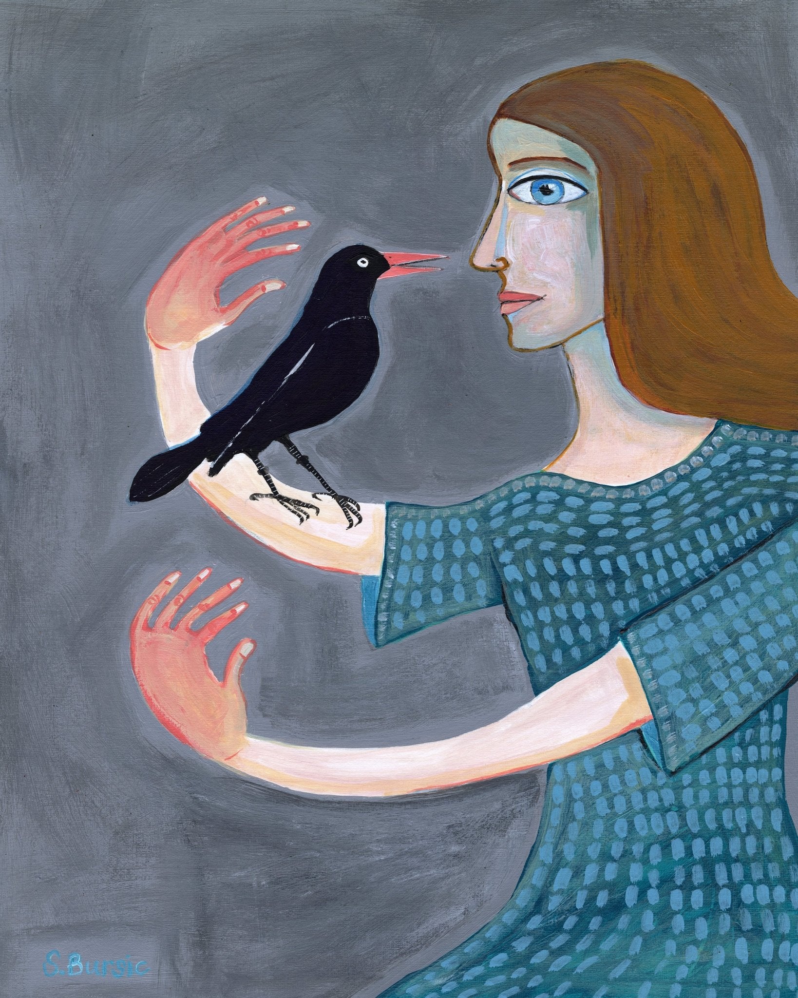 Woman With Black Bird