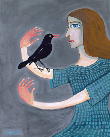 Woman With Black Bird