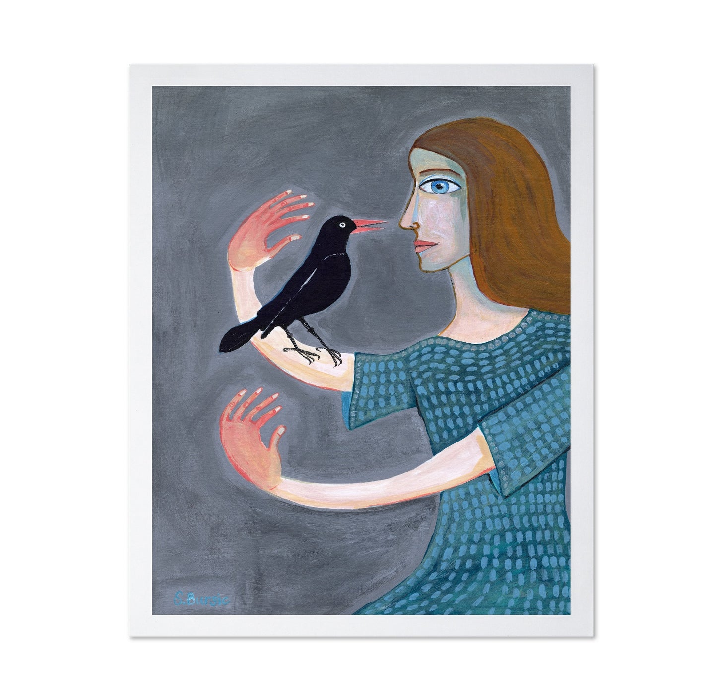 Woman With Black Bird
