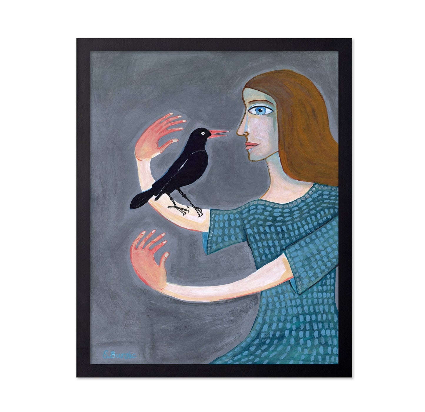 Woman With Black Bird