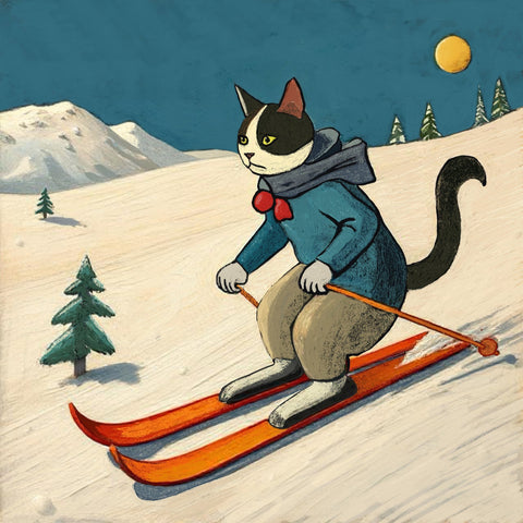 Skiing Cat