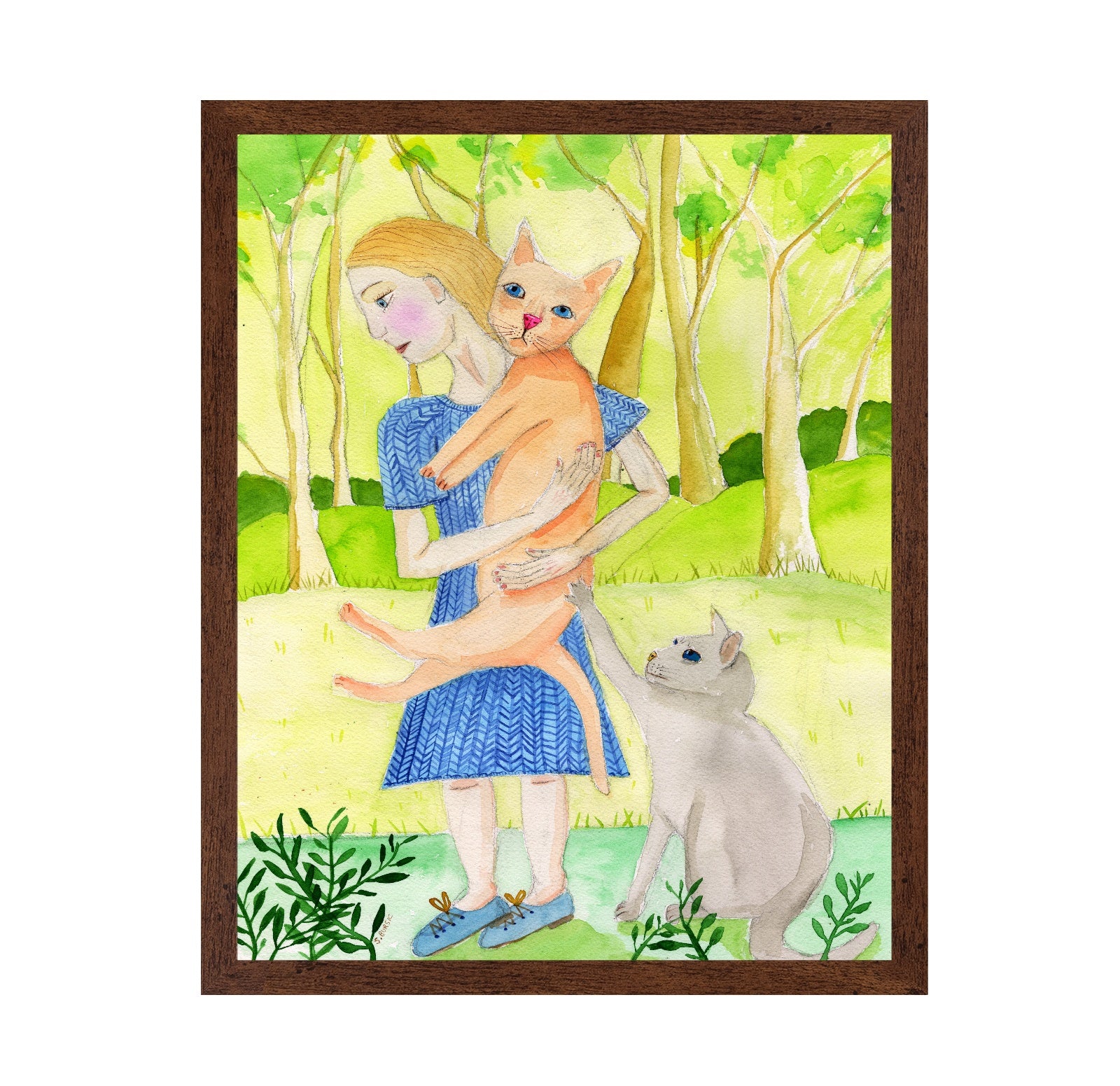 Girl With Two Cats