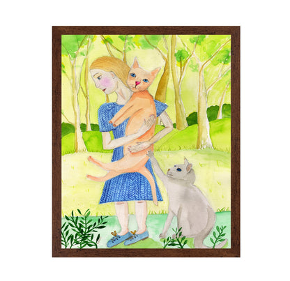 Girl With Two Cats