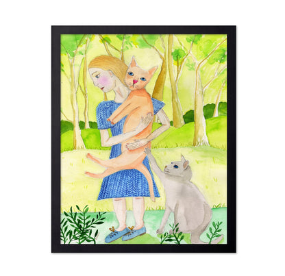 Girl With Two Cats