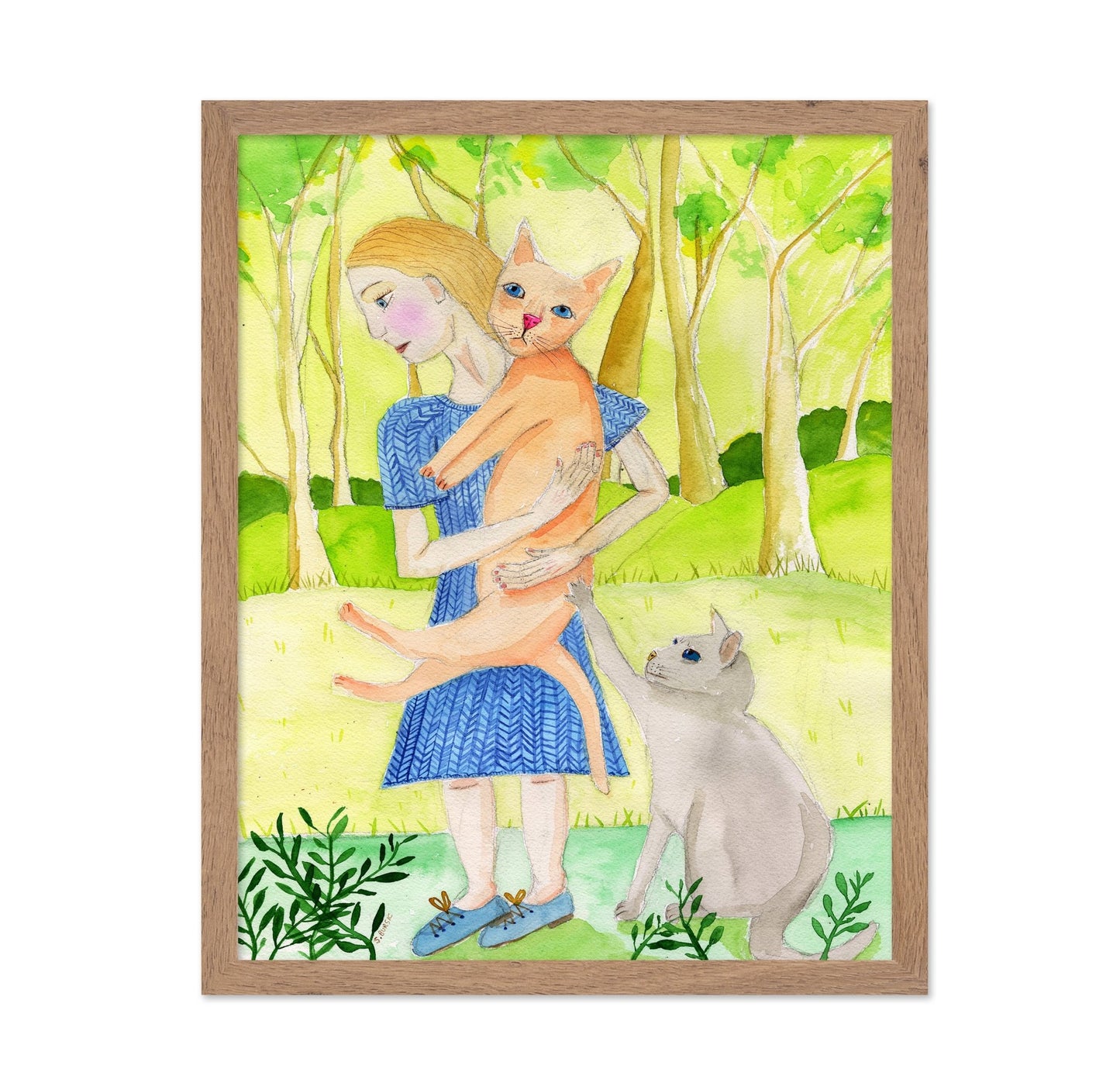 Girl With Two Cats