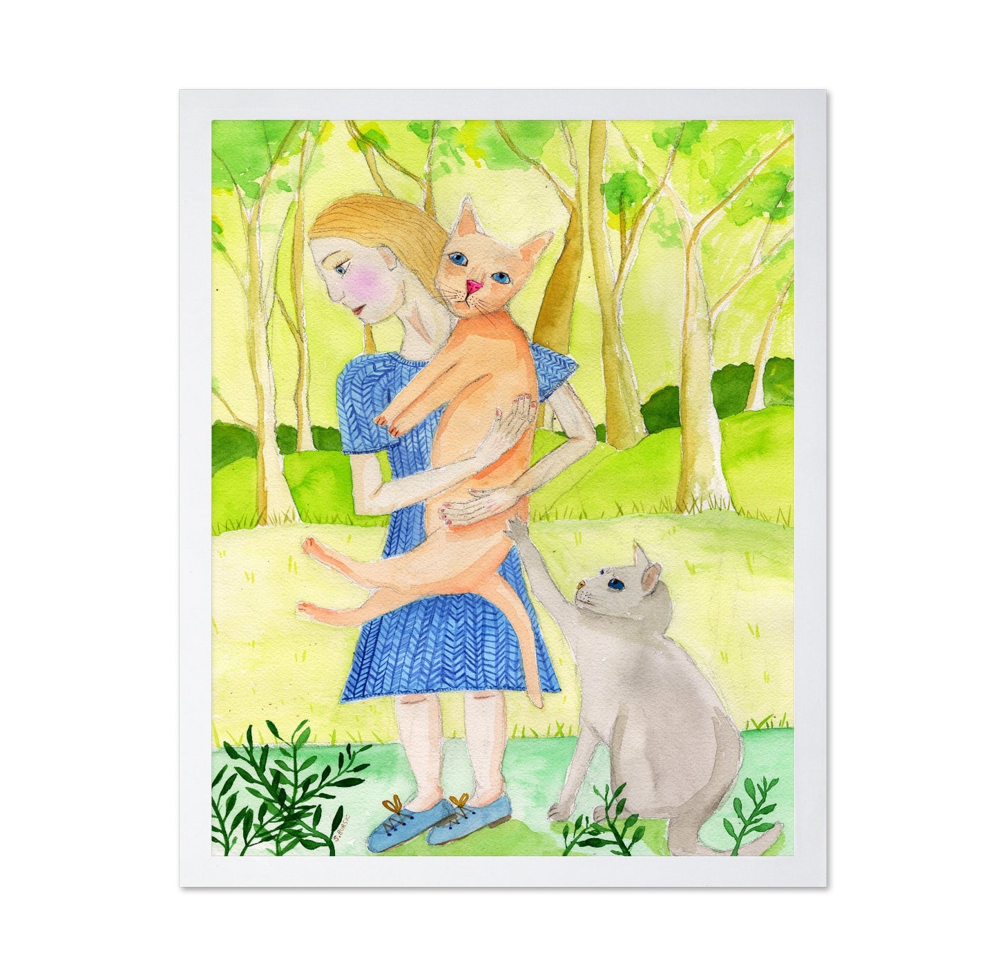 Girl With Two Cats
