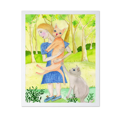 Girl With Two Cats