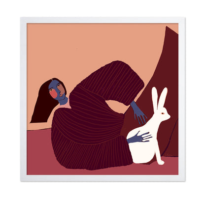 Woman With White Rabbit No2