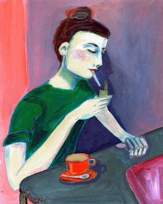 Woman Smoking Coffee