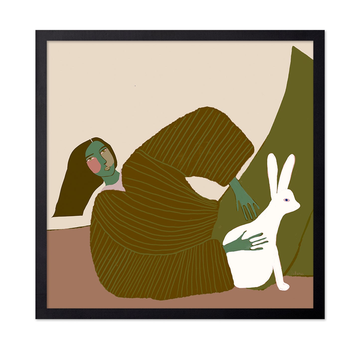 Olive Woman With Rabbit