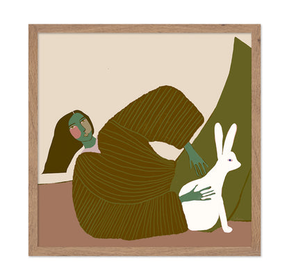 Olive Woman With Rabbit