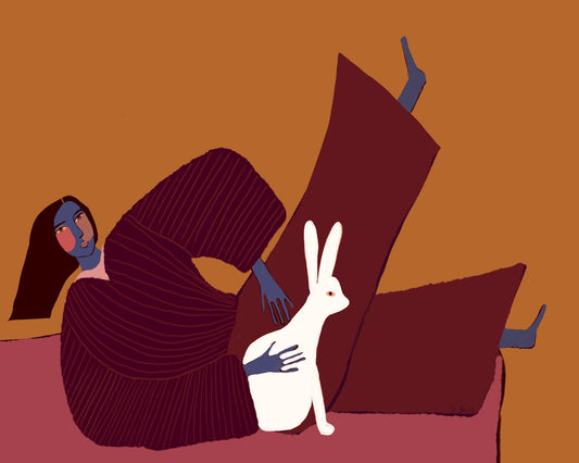 Woman With White Rabbit No3