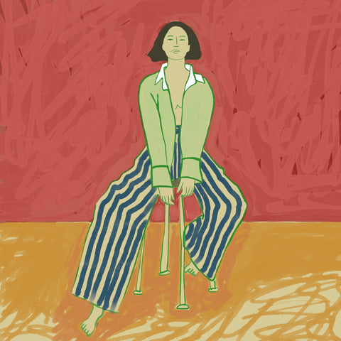 Seated Woman Stripes