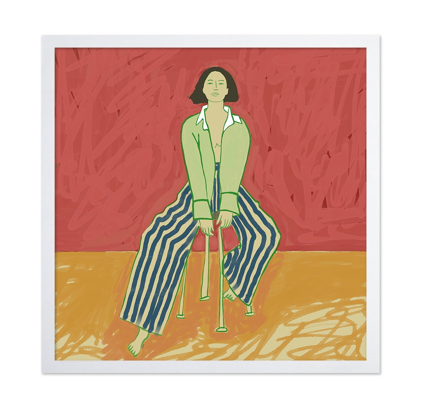 Seated Woman Stripes
