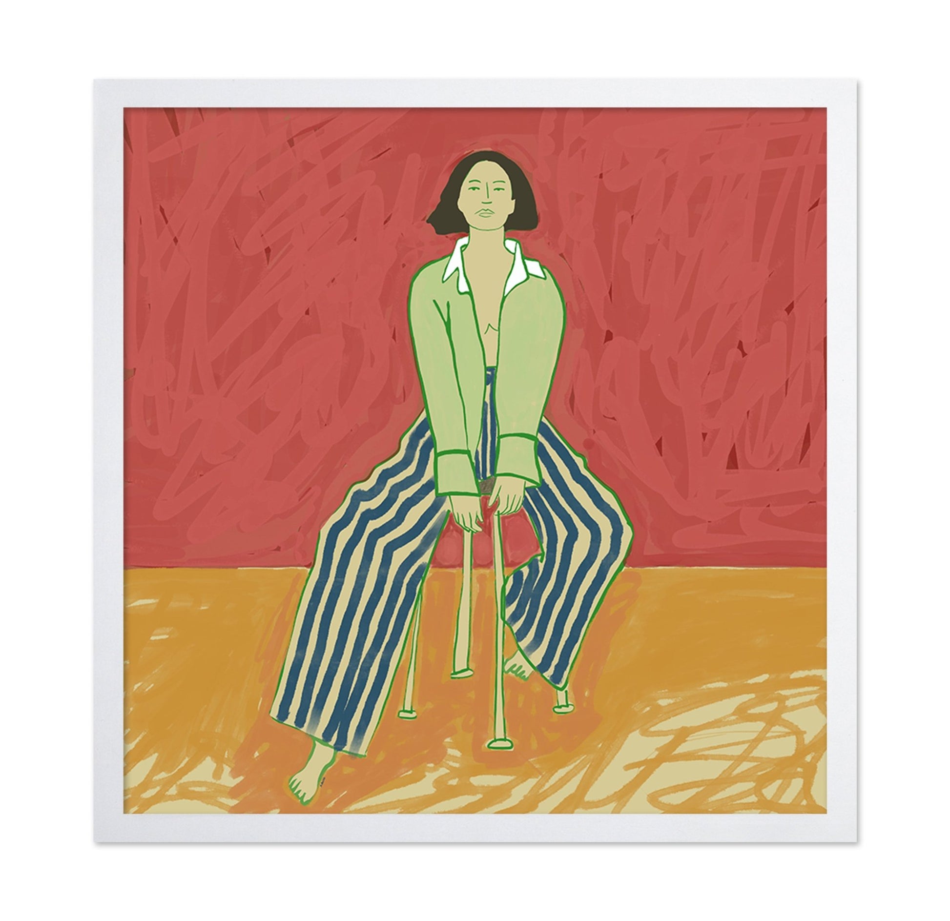 Seated Woman Stripes