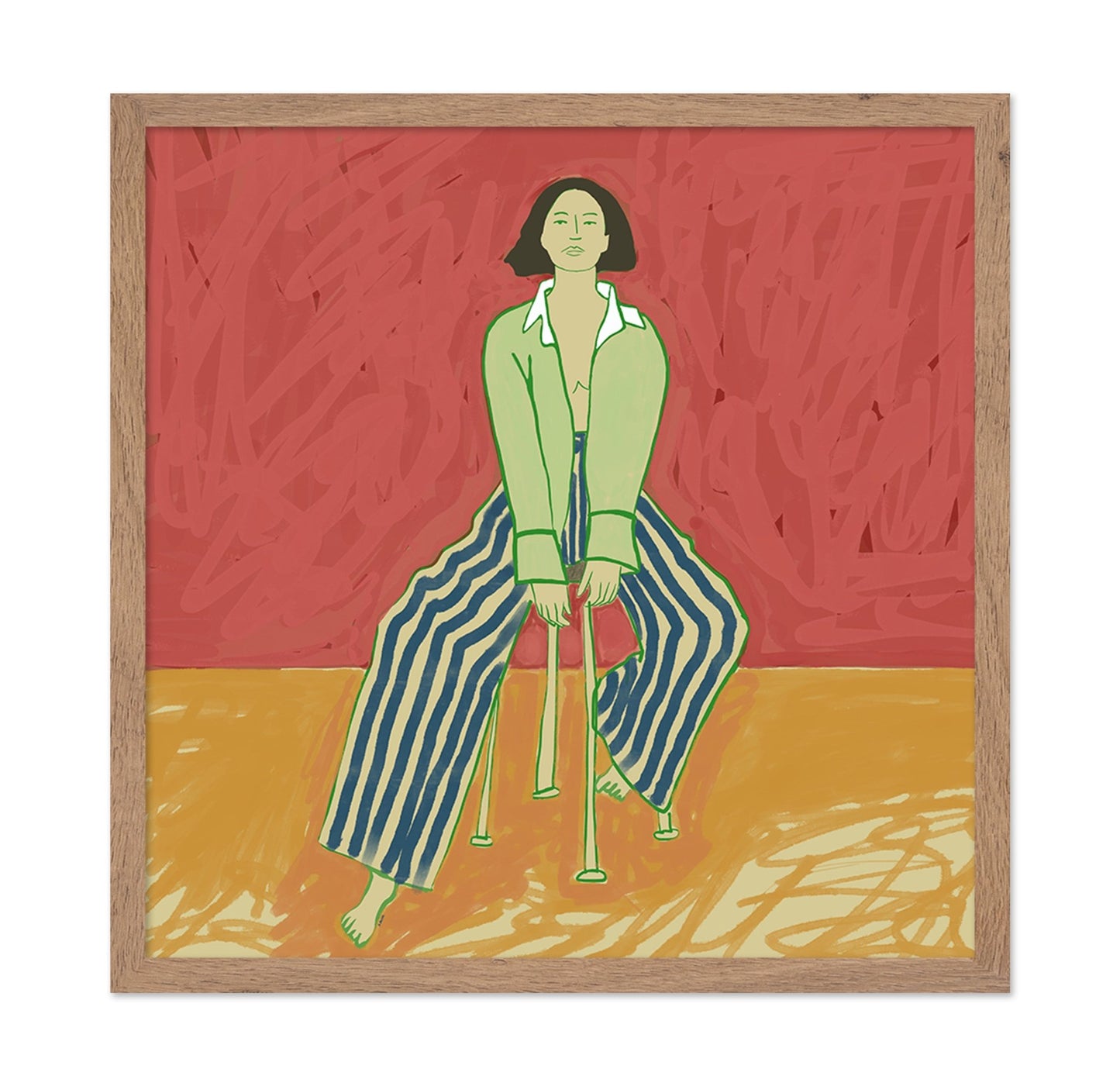 Seated Woman Stripes