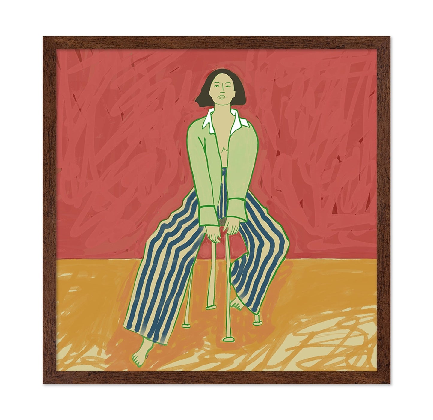 Seated Woman Stripes