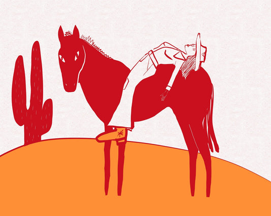 Cowgirl Resting Horse
