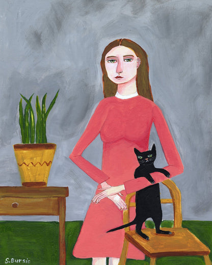 Woman With Black Cat No2