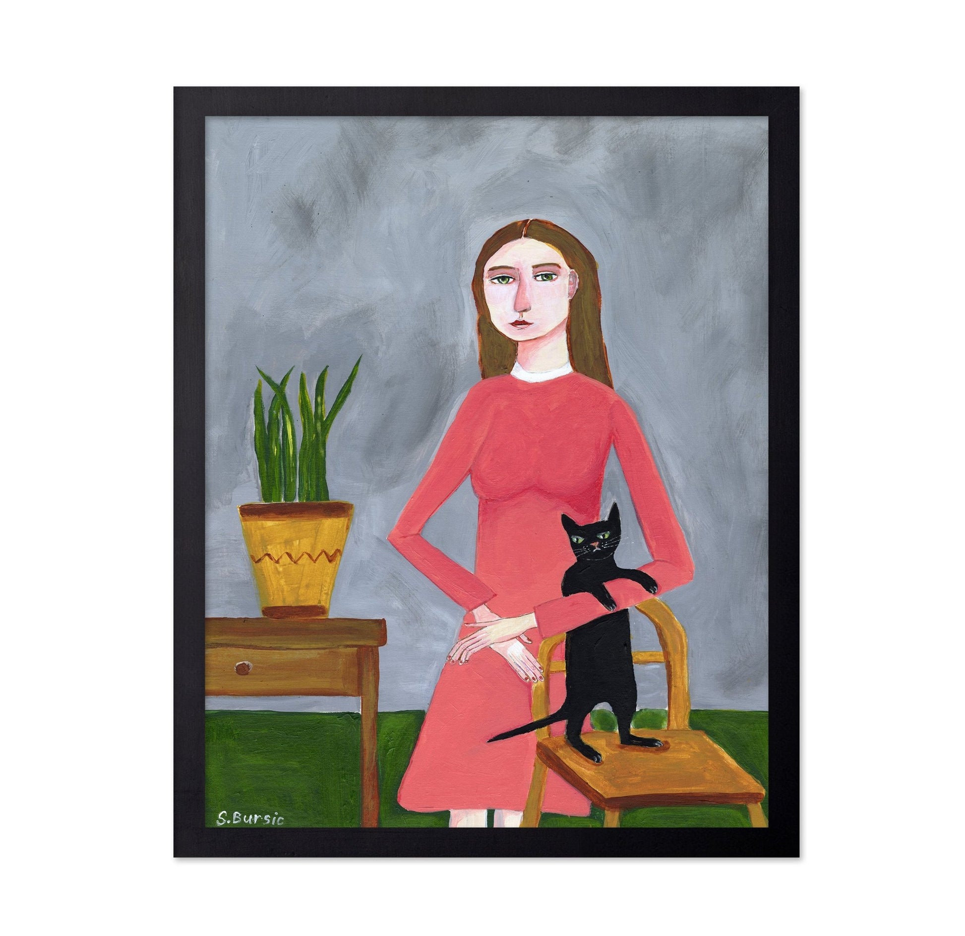 Woman With Black Cat No2