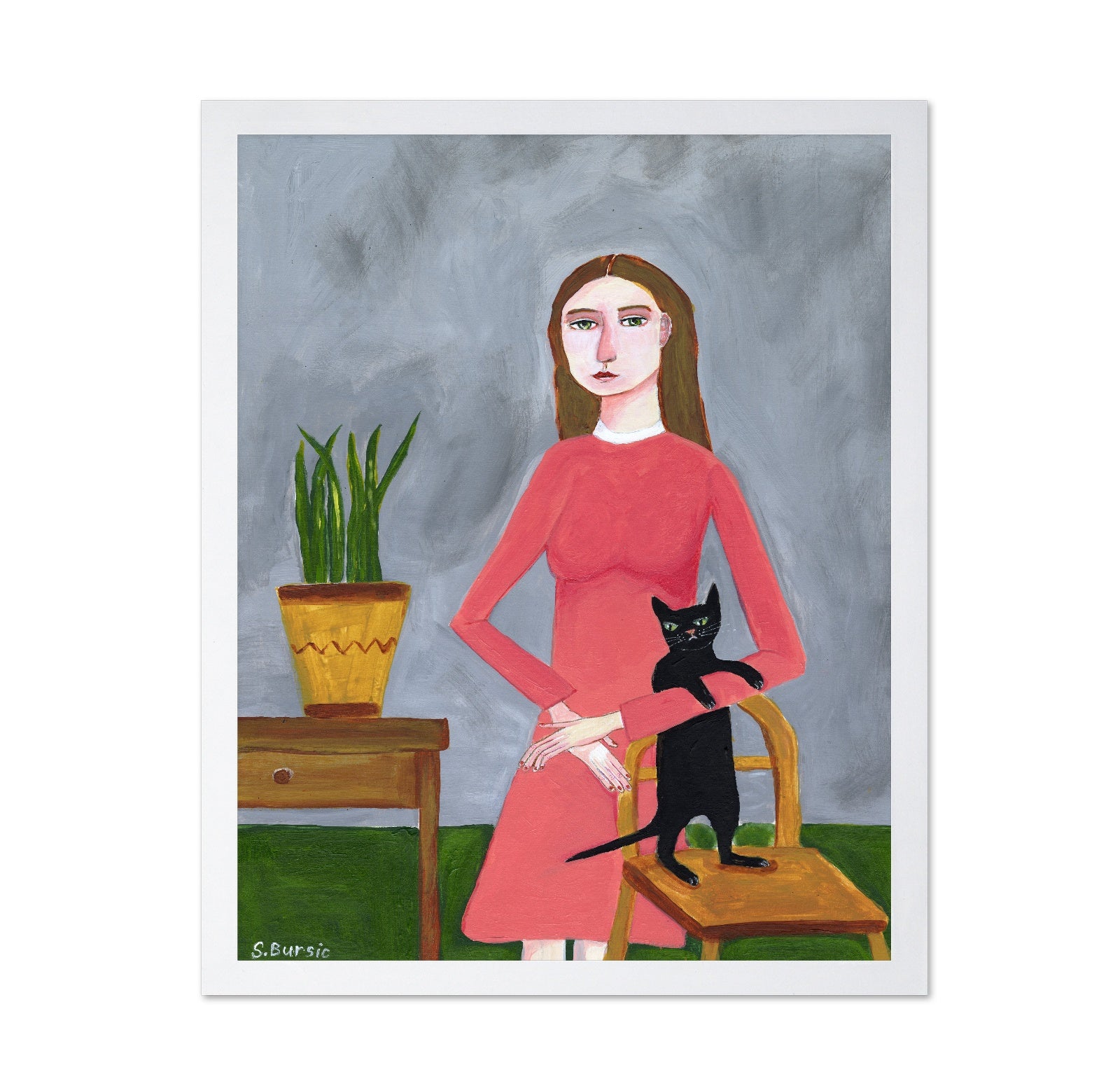 Woman With Black Cat No2