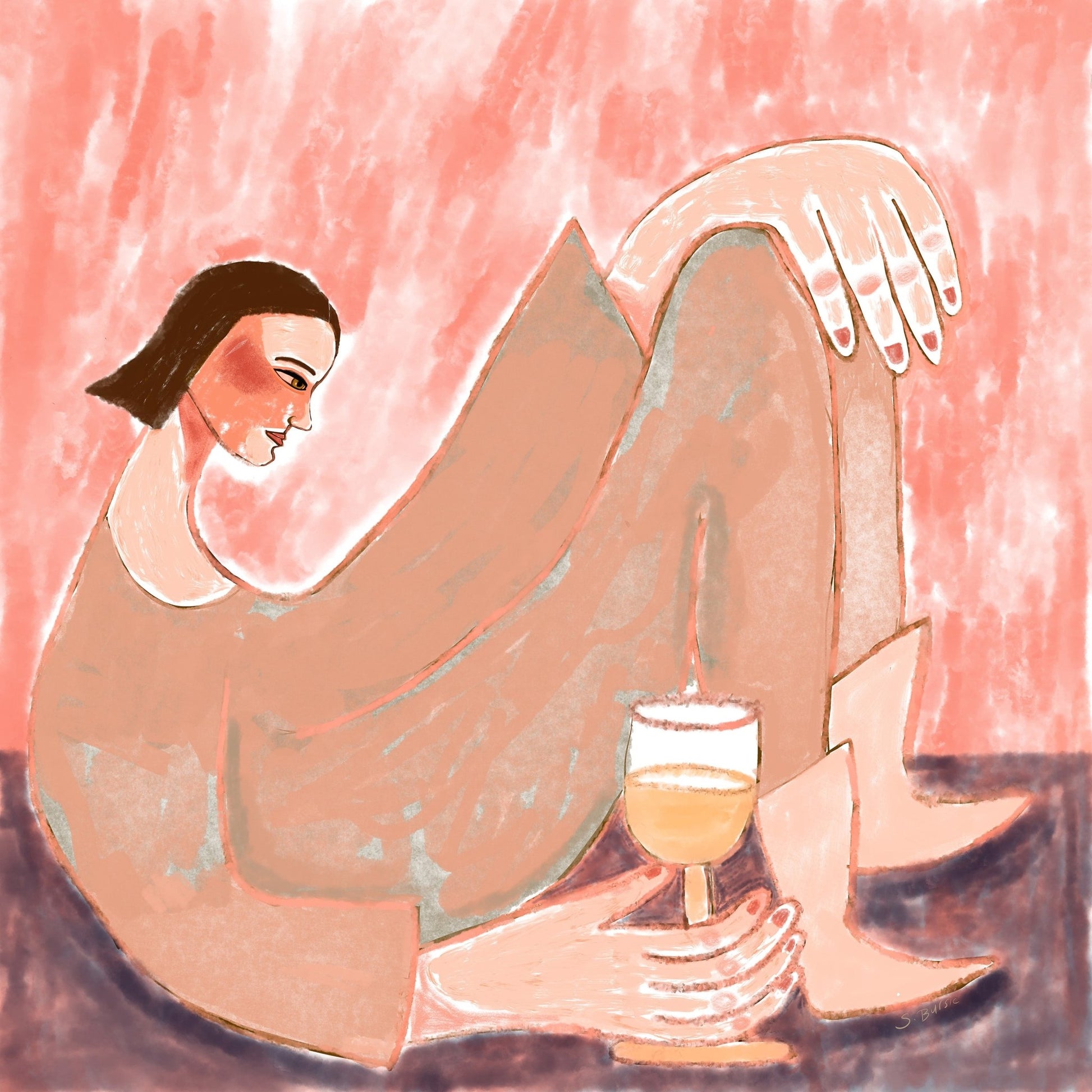 Relaxed Woman With Wine