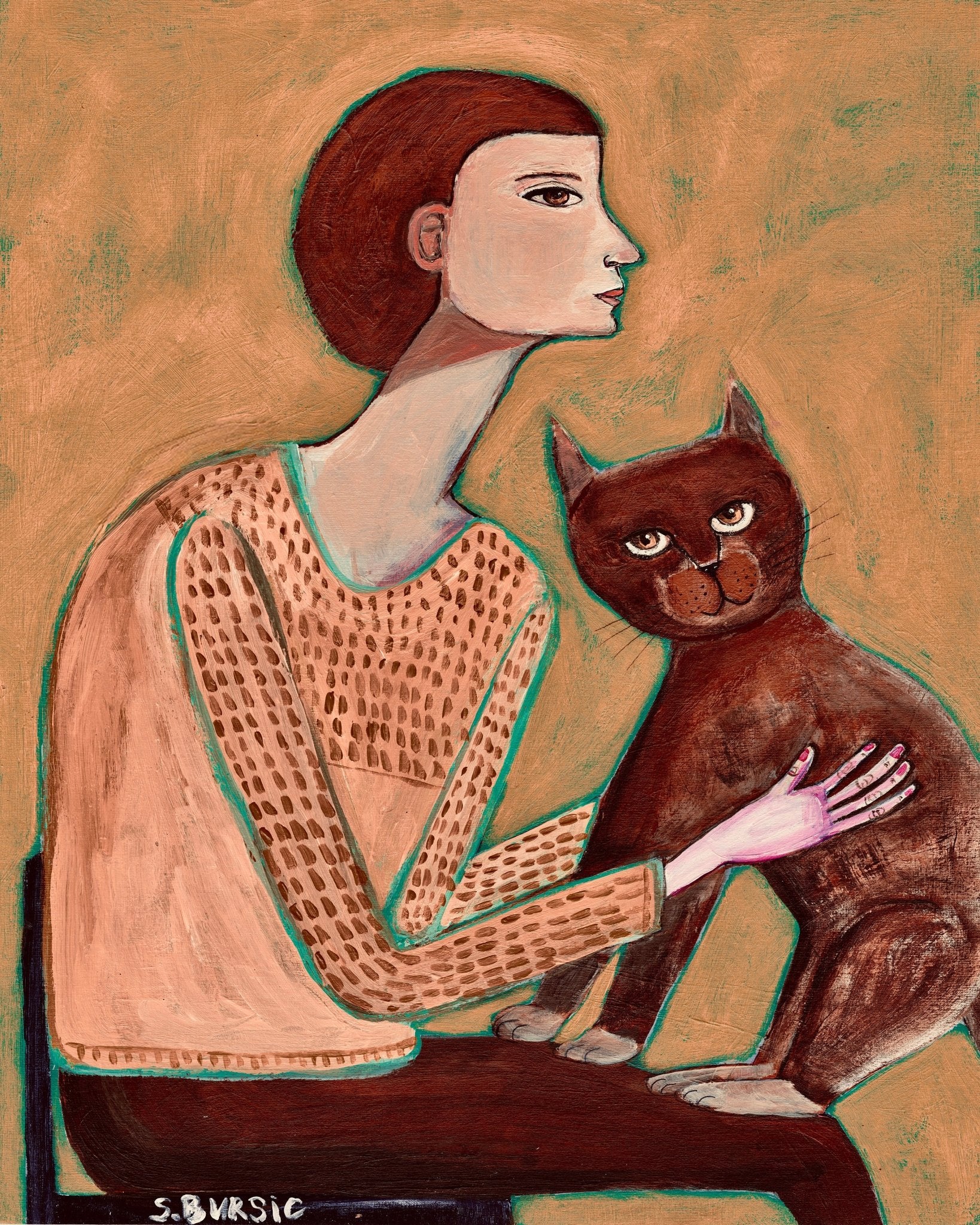 Woman With Brown Cat No2