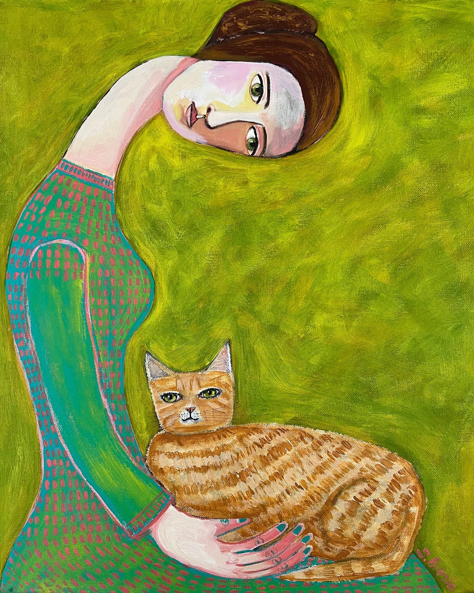 Girl With Ginger Cat